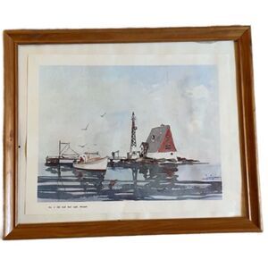 Paul Loring Old Gull Rock Light, Newport Matted and Framed Print